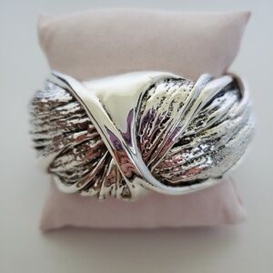 Shablool 925 Sterling Silver Textured Bangle Bracelet 8.25"